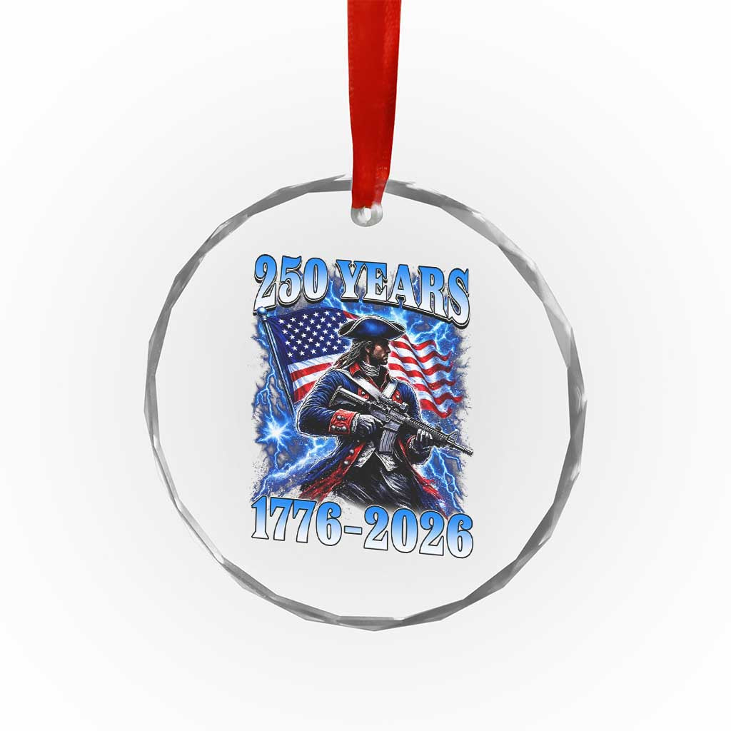 250th Anniversary Yankee Spirit Crystal Glass Ornament 1776 2026 Patriotic Tactical Minuteman US Flag
