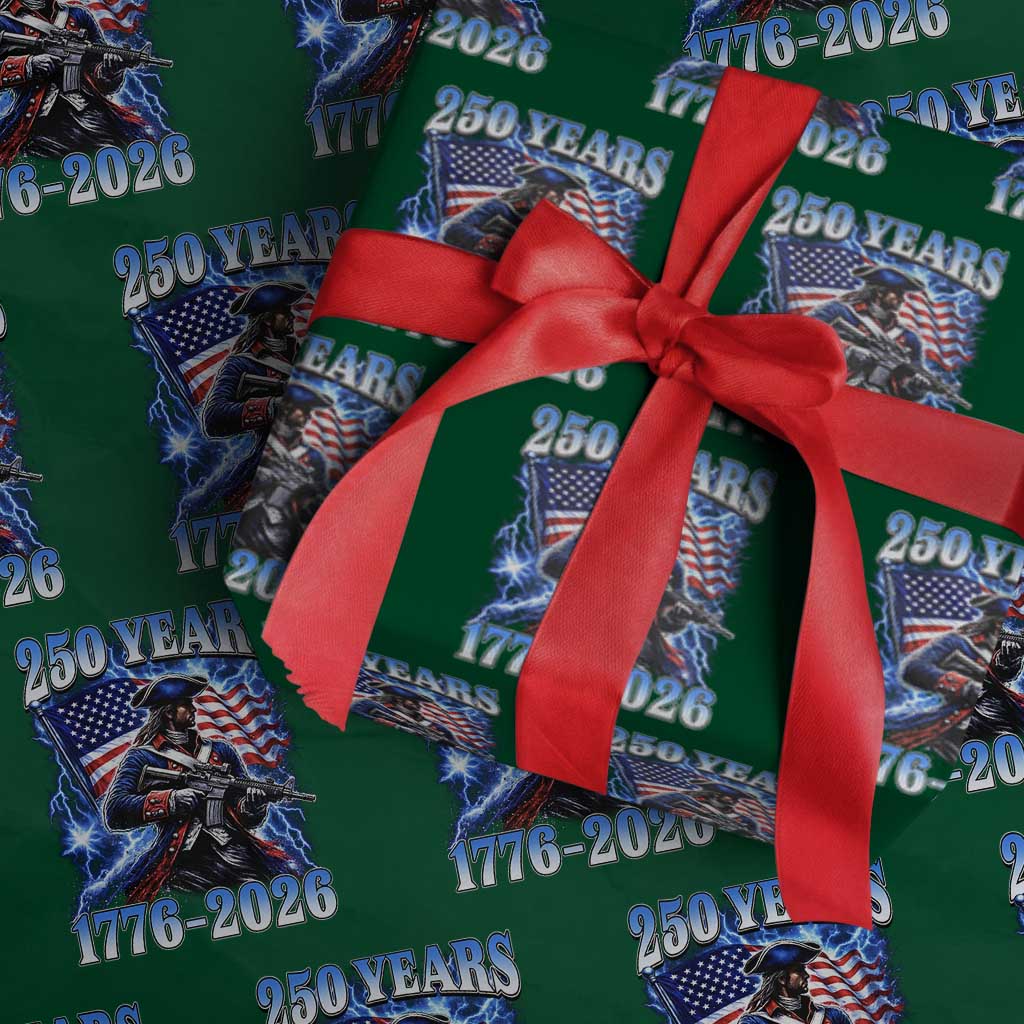 250th Anniversary Yankee Spirit Wrapping Paper Roll 1776 2026 Patriotic Tactical Minuteman US Flag