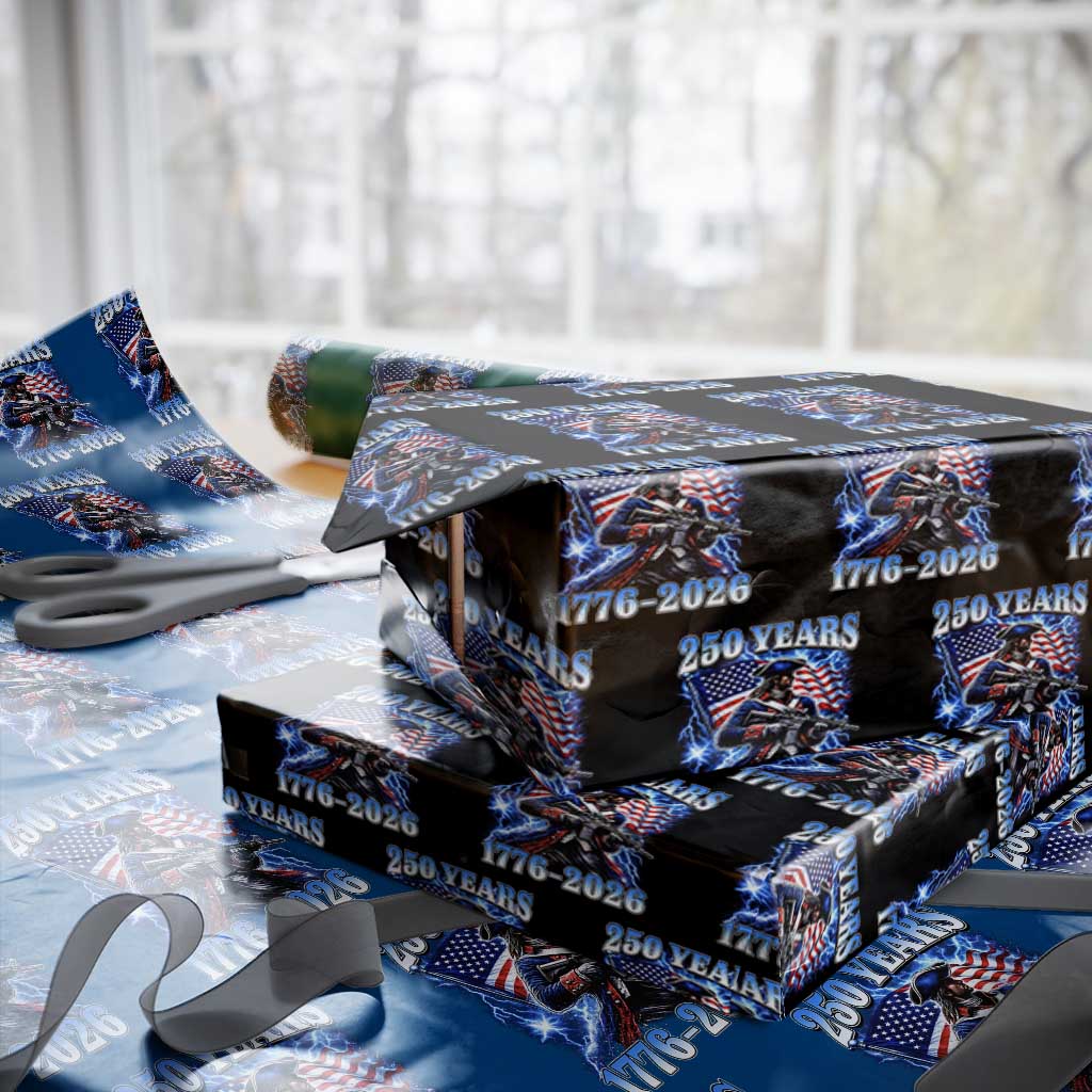 250th Anniversary Yankee Spirit Wrapping Paper Roll 1776 2026 Patriotic Tactical Minuteman US Flag