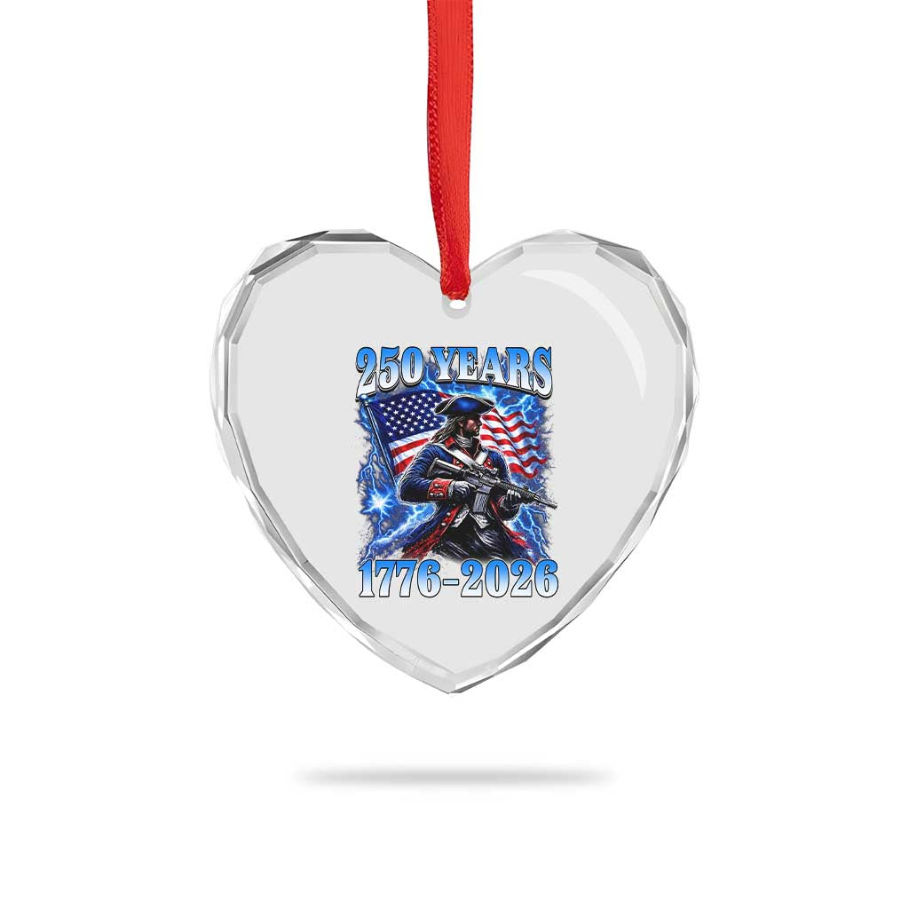 250th Anniversary Yankee Spirit Heart Crystal Glass Ornament 1776 2026 Patriotic Tactical Minuteman US Flag