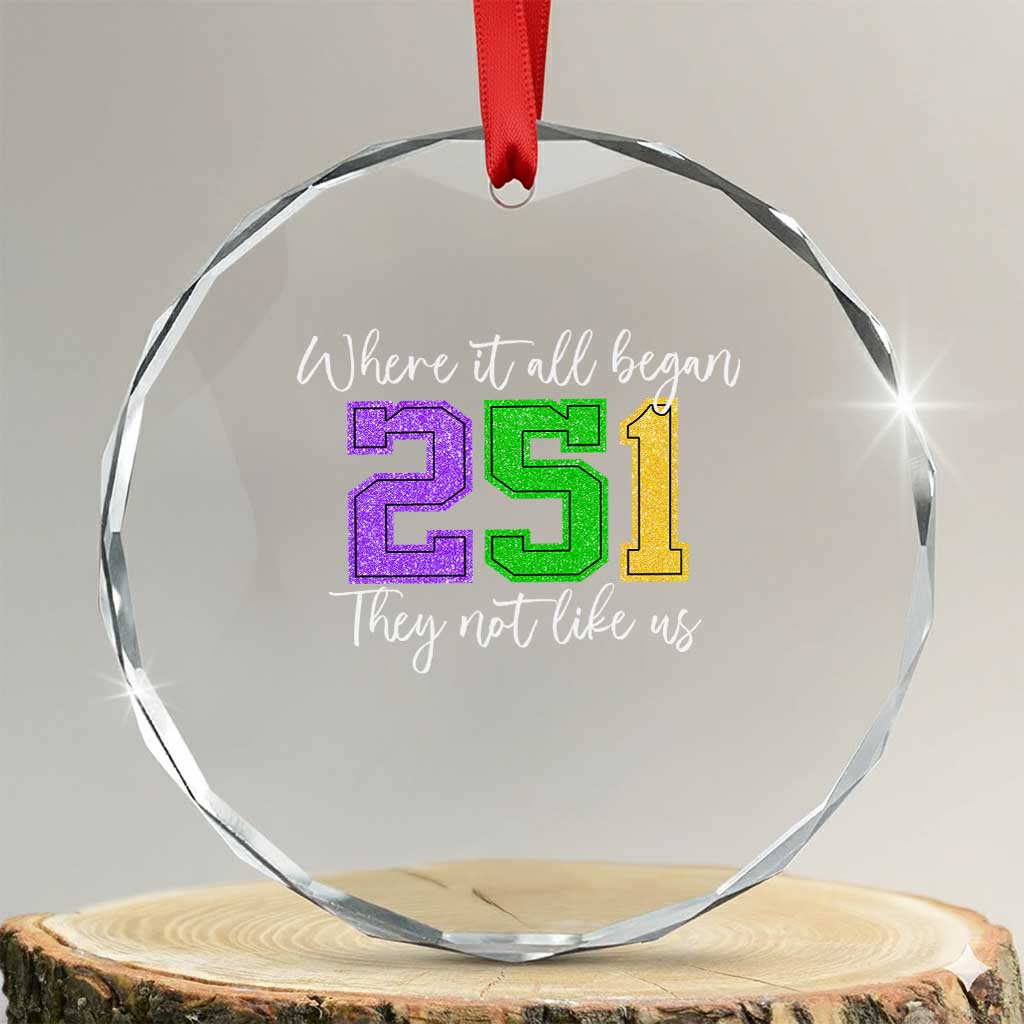 251 Mardi Gras Mobile Alabama Crystal Glass Ornament Where It All Began Fat Tuesday Carnival Glitter Print