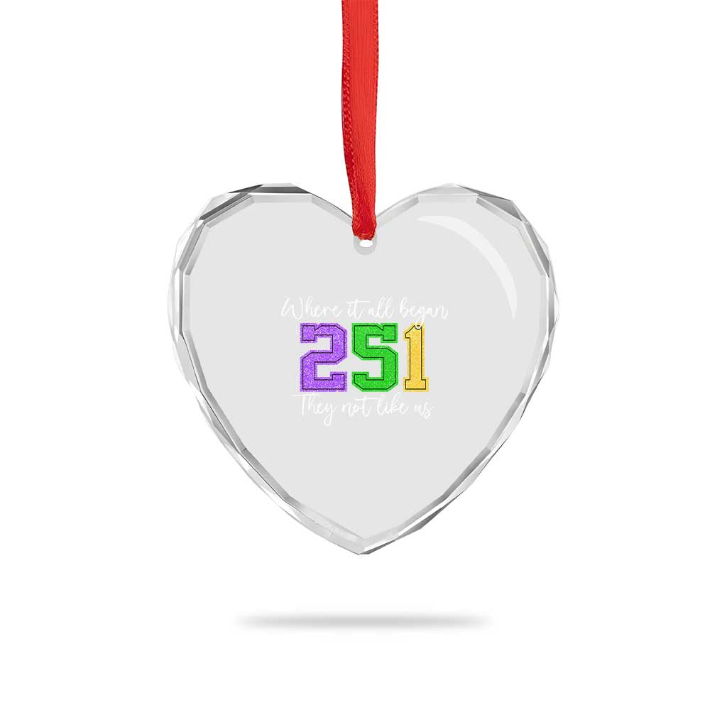 251 Mardi Gras Mobile Alabama Heart Crystal Glass Ornament Where It All Began Fat Tuesday Carnival Glitter Print
