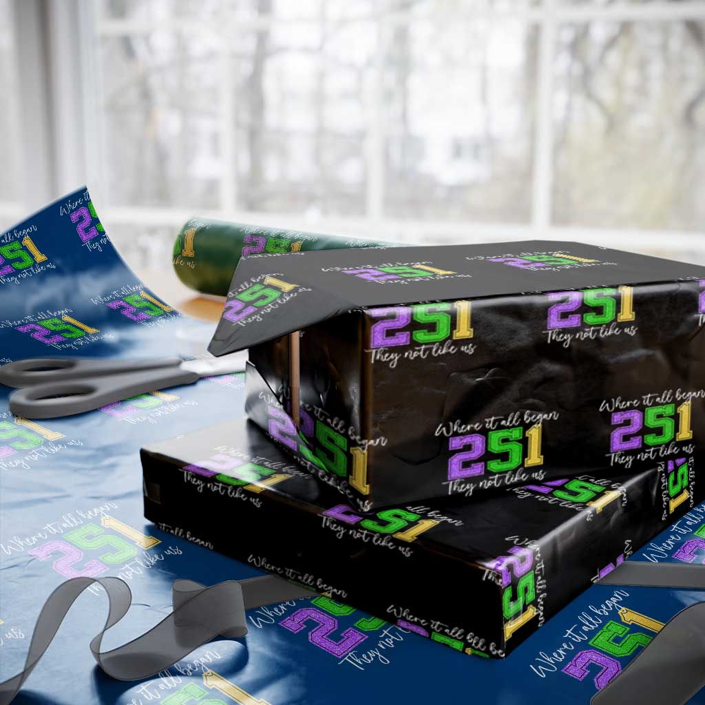 251 Mardi Gras Mobile Alabama Wrapping Paper Roll Where It All Began Fat Tuesday Carnival Glitter Print