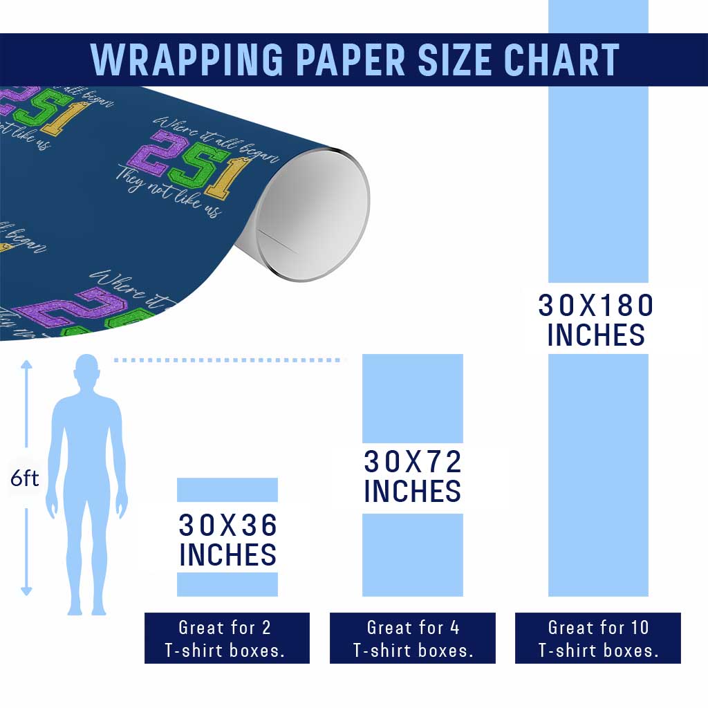 251 Mardi Gras Mobile Alabama Wrapping Paper Roll Where It All Began Fat Tuesday Carnival Glitter Print