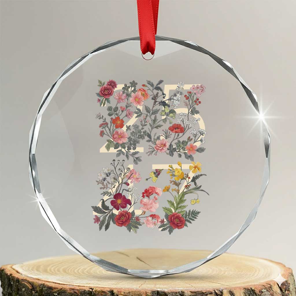2547 Wildflower Floral Graphic Crystal Glass Ornament Subtle Coded 25th Amendment Political Satire Aesthetic