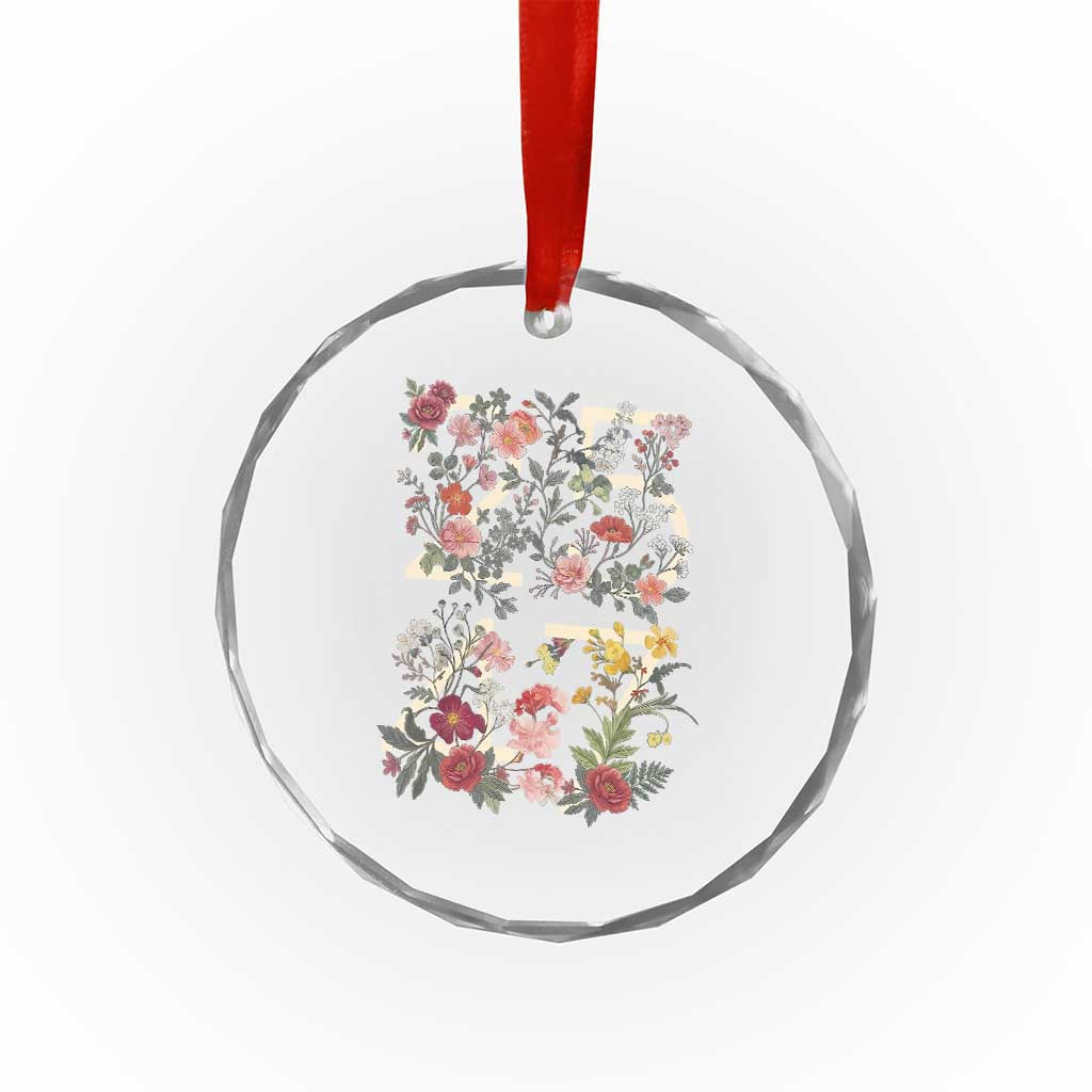 2547 Wildflower Floral Graphic Crystal Glass Ornament Subtle Coded 25th Amendment Political Satire Aesthetic