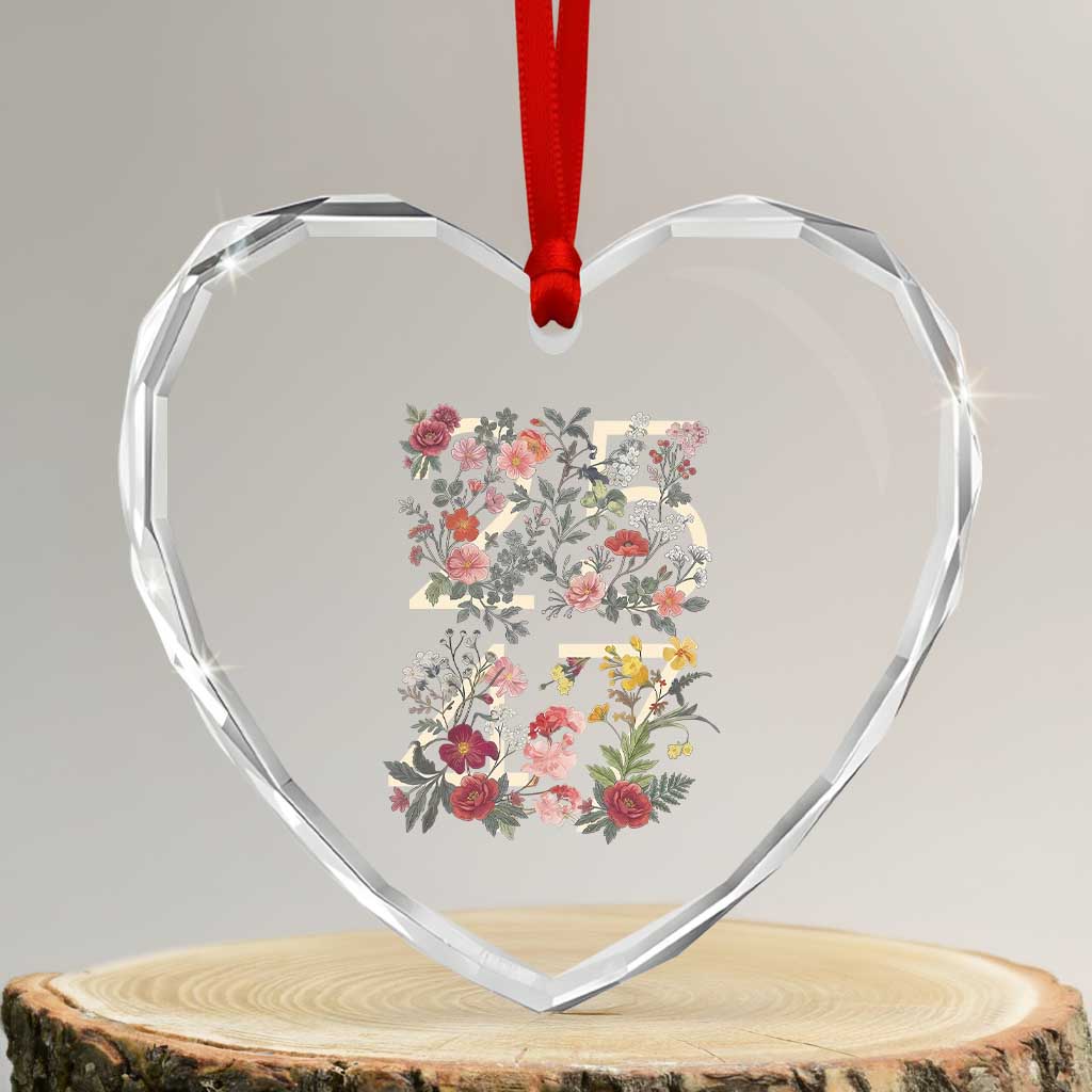 2547 Wildflower Floral Graphic Heart Crystal Glass Ornament Subtle Coded 25th Amendment Political Satire Aesthetic