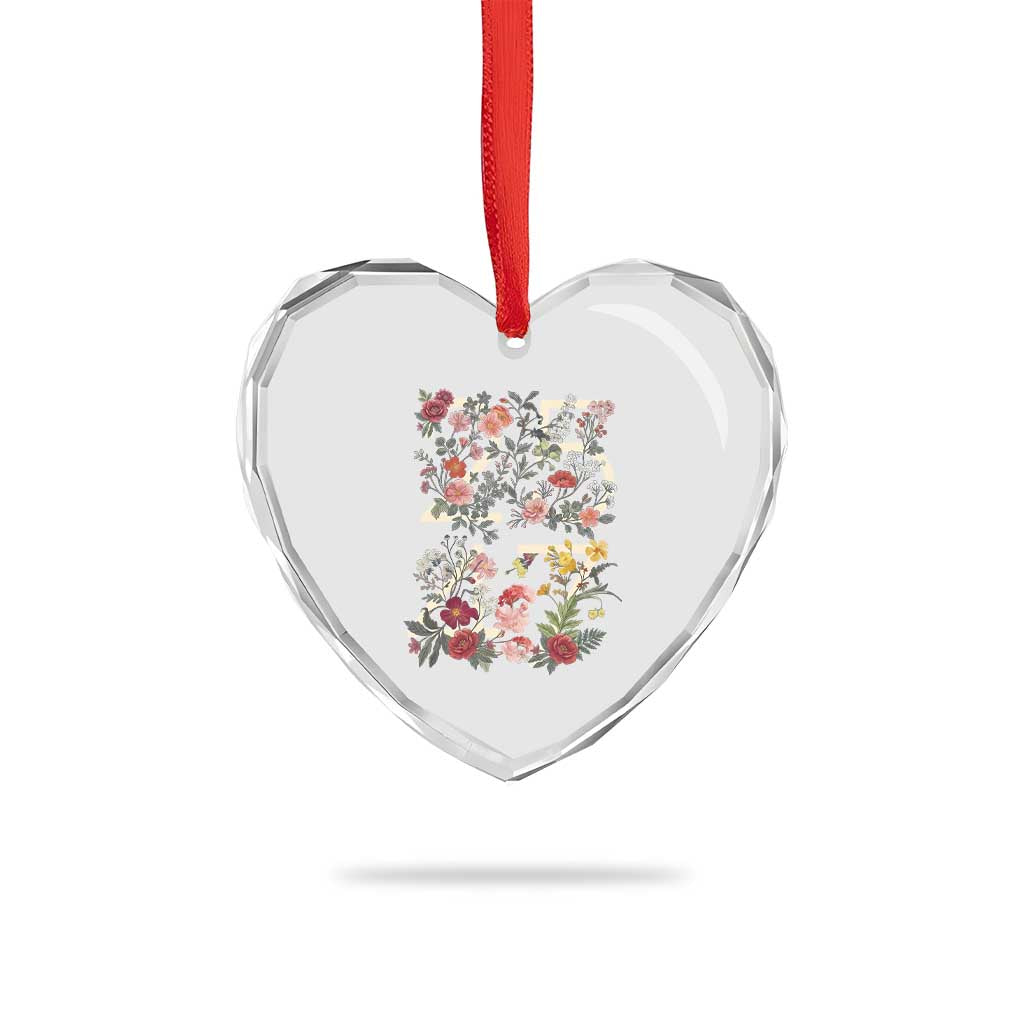 2547 Wildflower Floral Graphic Heart Crystal Glass Ornament Subtle Coded 25th Amendment Political Satire Aesthetic