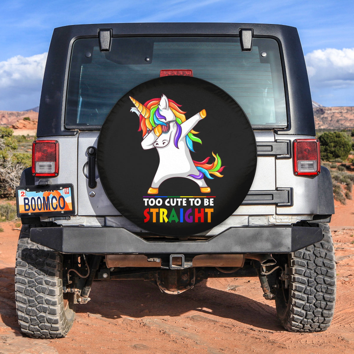 LGBT Tire Covers - Too Cute To Be Straight Dabbing Unicorn Spare Tire Cover NO.192 LT8 - Wonder Print Shop