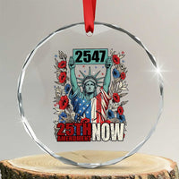 25th Amendment Now 2547 Crystal Glass Ornament Statue of Liberty Floral Political Statement Graphic