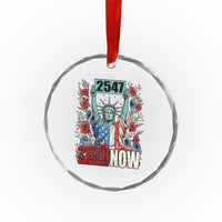 25th Amendment Now 2547 Crystal Glass Ornament Statue of Liberty Floral Political Statement Graphic