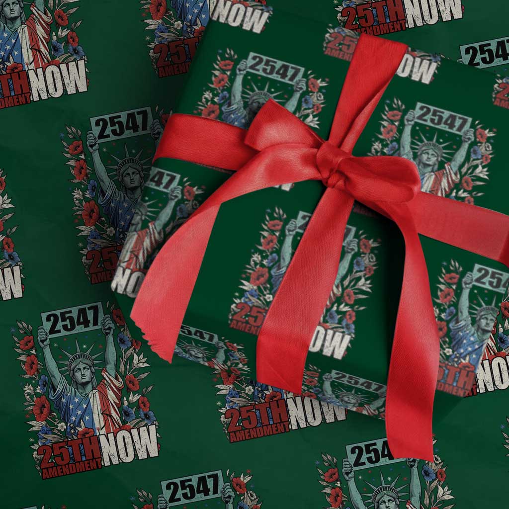 25th Amendment Now 2547 Wrapping Paper Roll Statue of Liberty Floral Political Statement Graphic