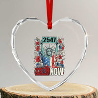 25th Amendment Now 2547 Heart Crystal Glass Ornament Statue of Liberty Floral Political Statement Graphic