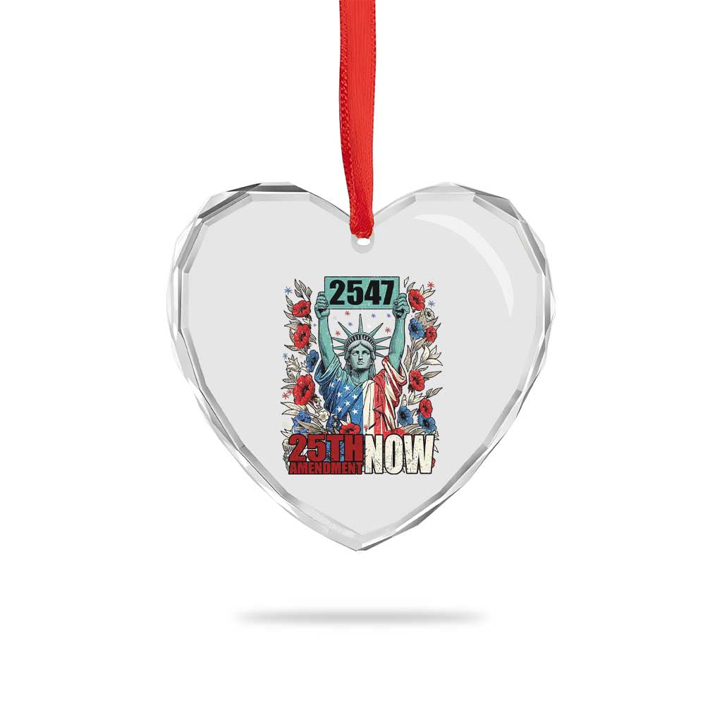 25th Amendment Now 2547 Heart Crystal Glass Ornament Statue of Liberty Floral Political Statement Graphic