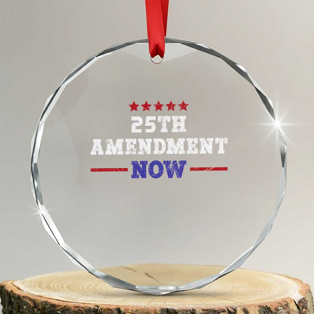 25th Amendment Now Patriotic Crystal Glass Ornament Red White and Blue Political Satire