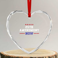 25th Amendment Now Patriotic Heart Crystal Glass Ornament Red White and Blue Political Satire