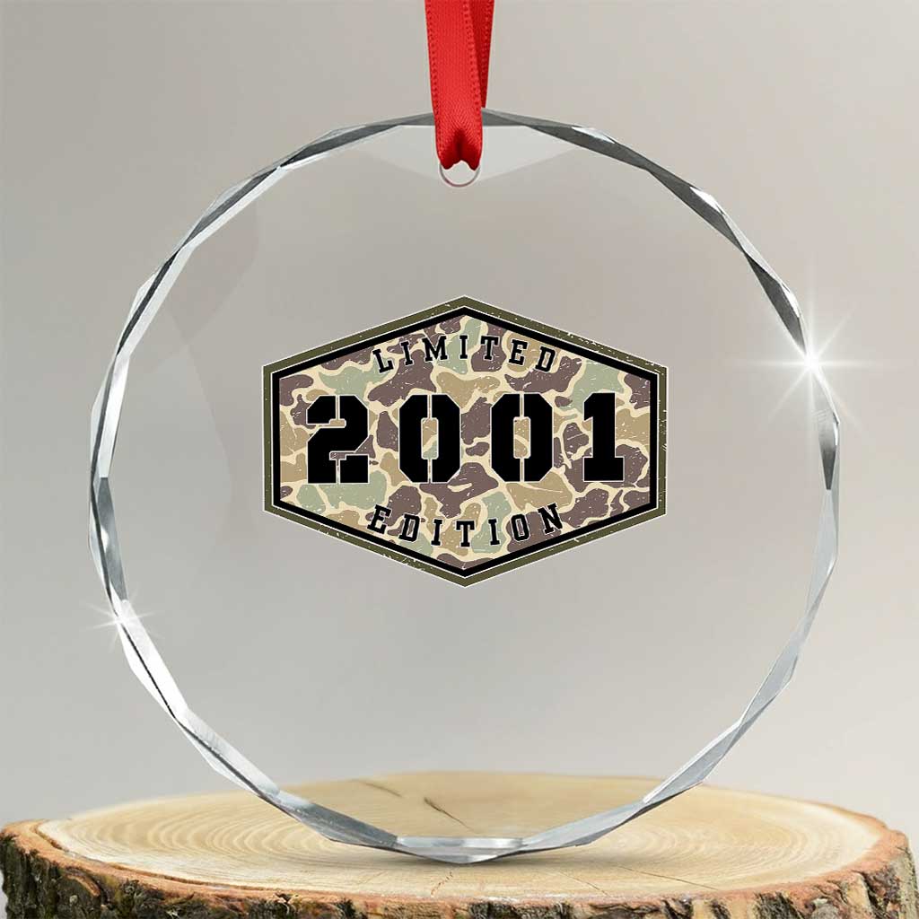 25th Birthday Hunting Crystal Glass Ornament 2001 Limited Edition Vintage Camouflage Gifts For Turning 25
