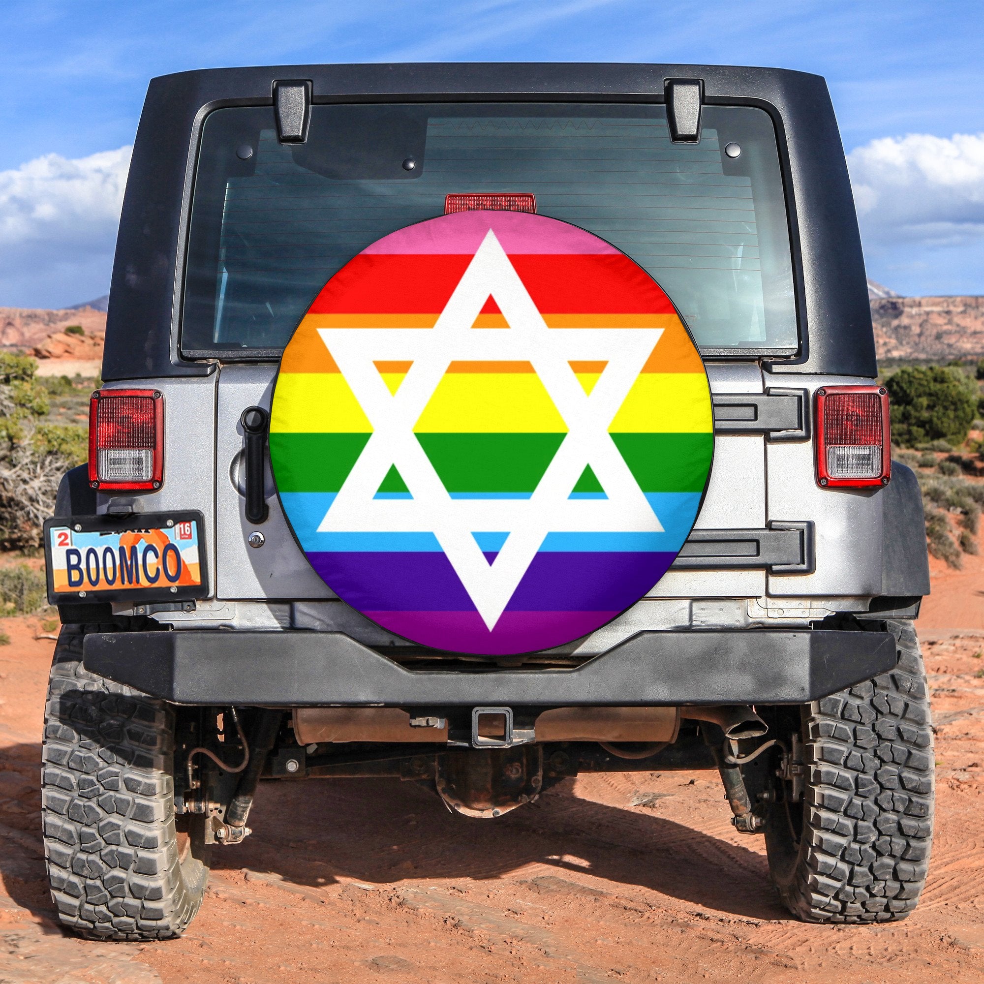 LGBT Tire Covers - Gay Pride Flag David Star Spare Tire Cover NO.196 LT8 - Wonder Print Shop