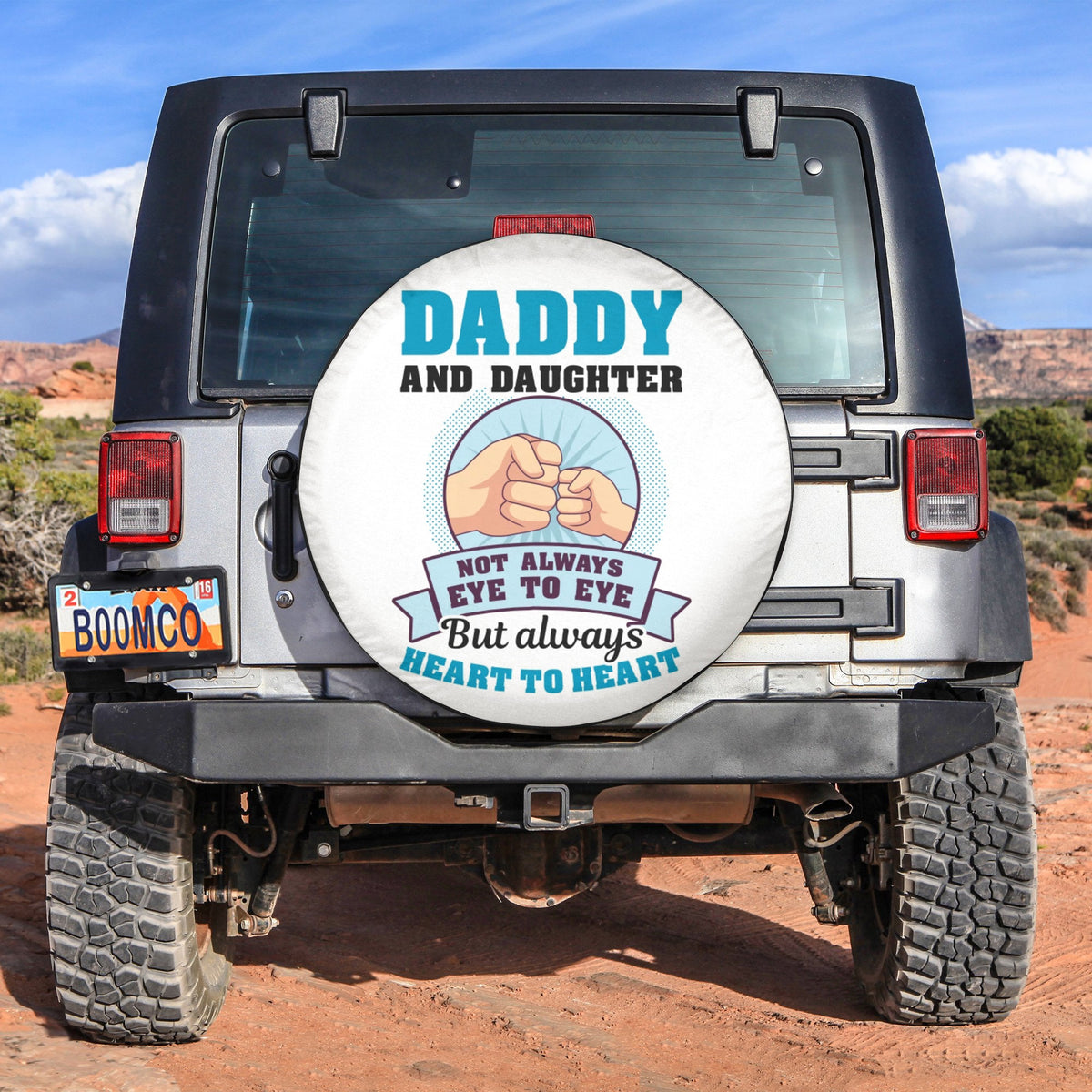 Father's Day Tire Covers - Daddy And Daughter Not Always Eye To Eye But Always Heart To Heart Spare Tire Cover NO.265 - White LT8 - Wonder Print Shop