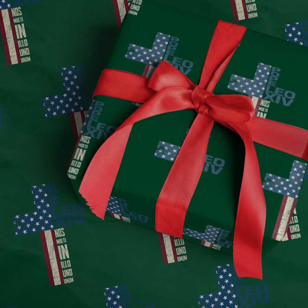 267th Pope Leo XIV Wrapping Paper Roll Nos Multi In Illo Uno Unum American Cross - Wonder Print Shop