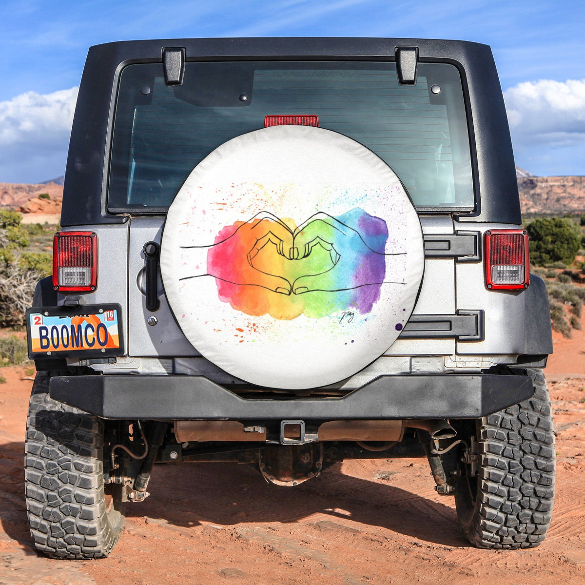 LGBT Tire Covers - Hands Shape Heart Pride Spare Tire Cover NO.214 LT8 - Wonder Print Shop