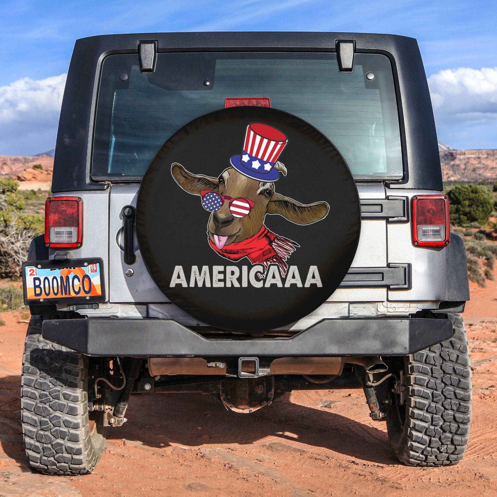 4th Of July Tire Covers - US Independence Day Patriotic Sunglasses Goat Spare Tire Cover NO.80 LT8 - Wonder Print Shop