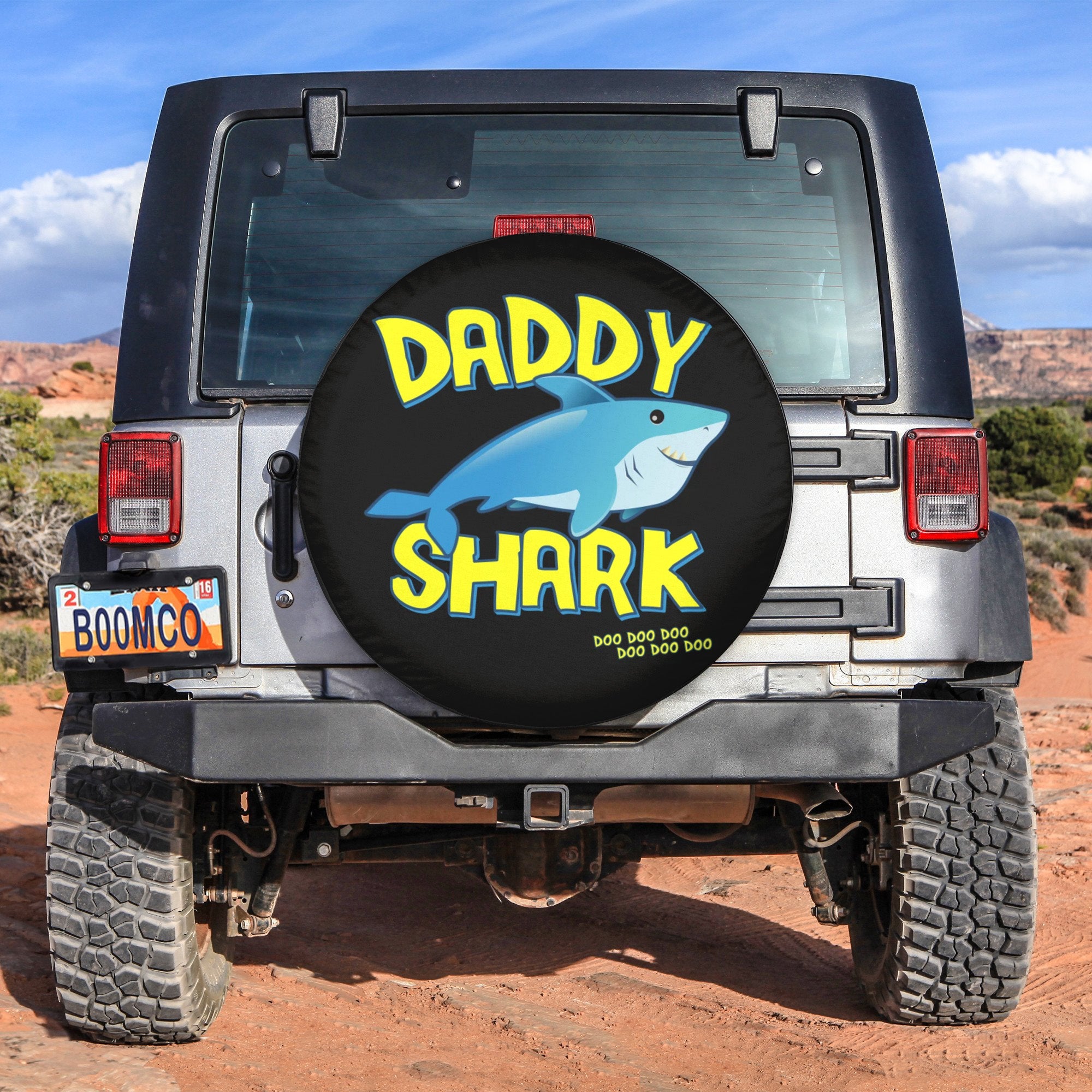 Father's Day Tire Covers - Daddy Shark Doo Doo Spare Tire Cover NO.296 LT8 - Wonder Print Shop