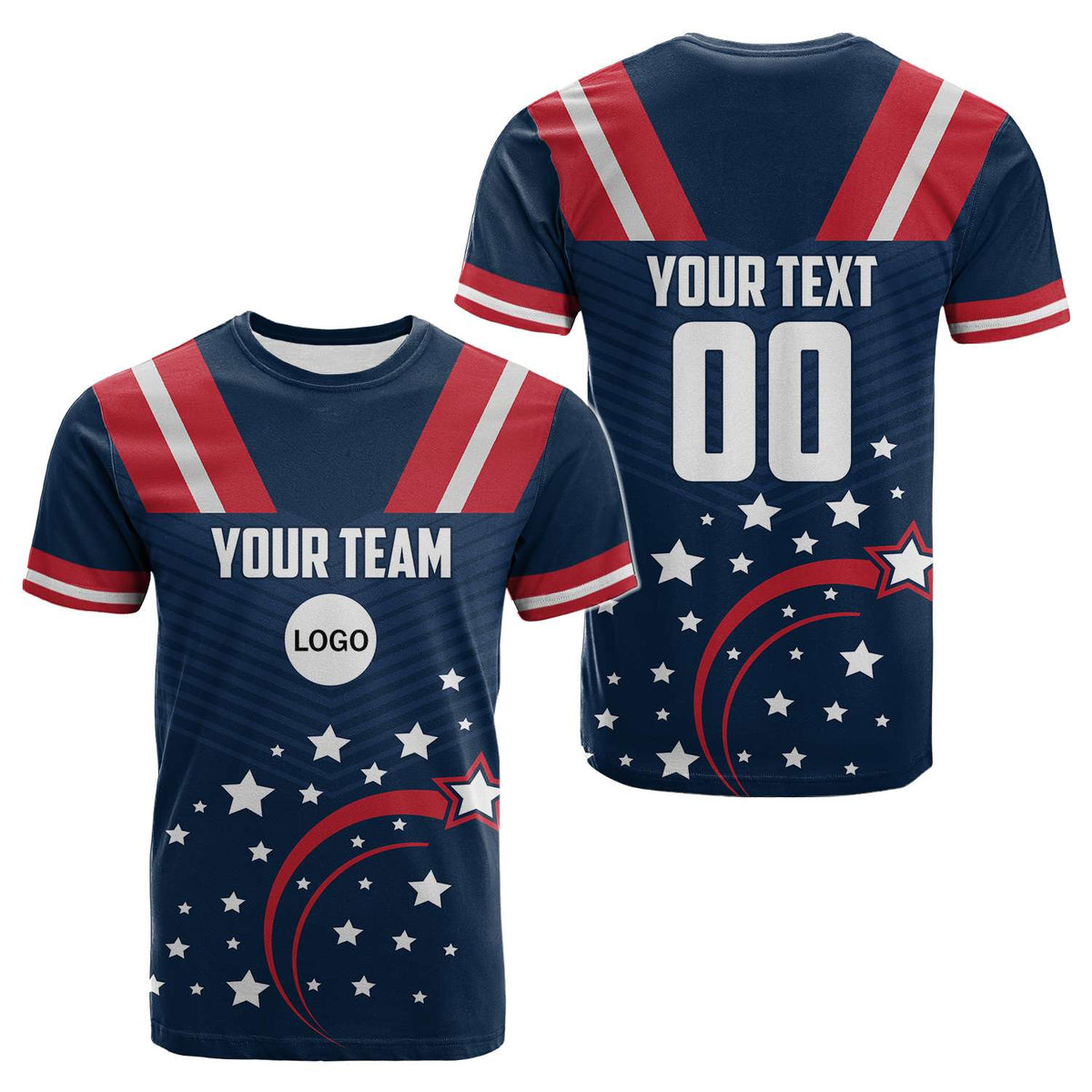 Custom USA Stars T Shirt Sporty Style - Wonder Print Shop