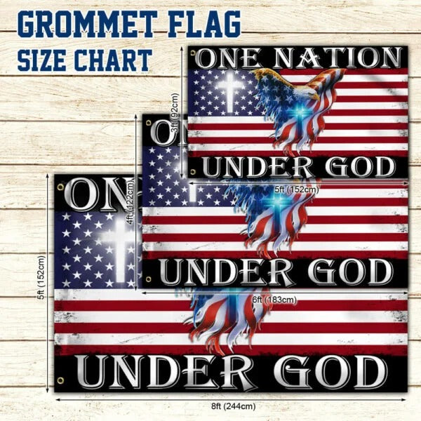 Premium One Nation Under God American Eagle Grommet Flag