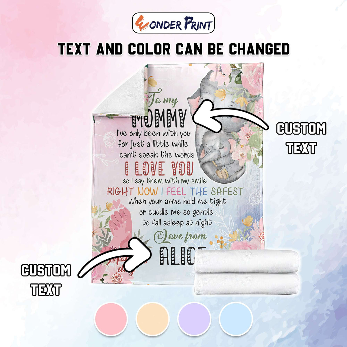 Custom Name “I Love You Mom” Blanket – Personalized Mother’s Day Gift CTM05