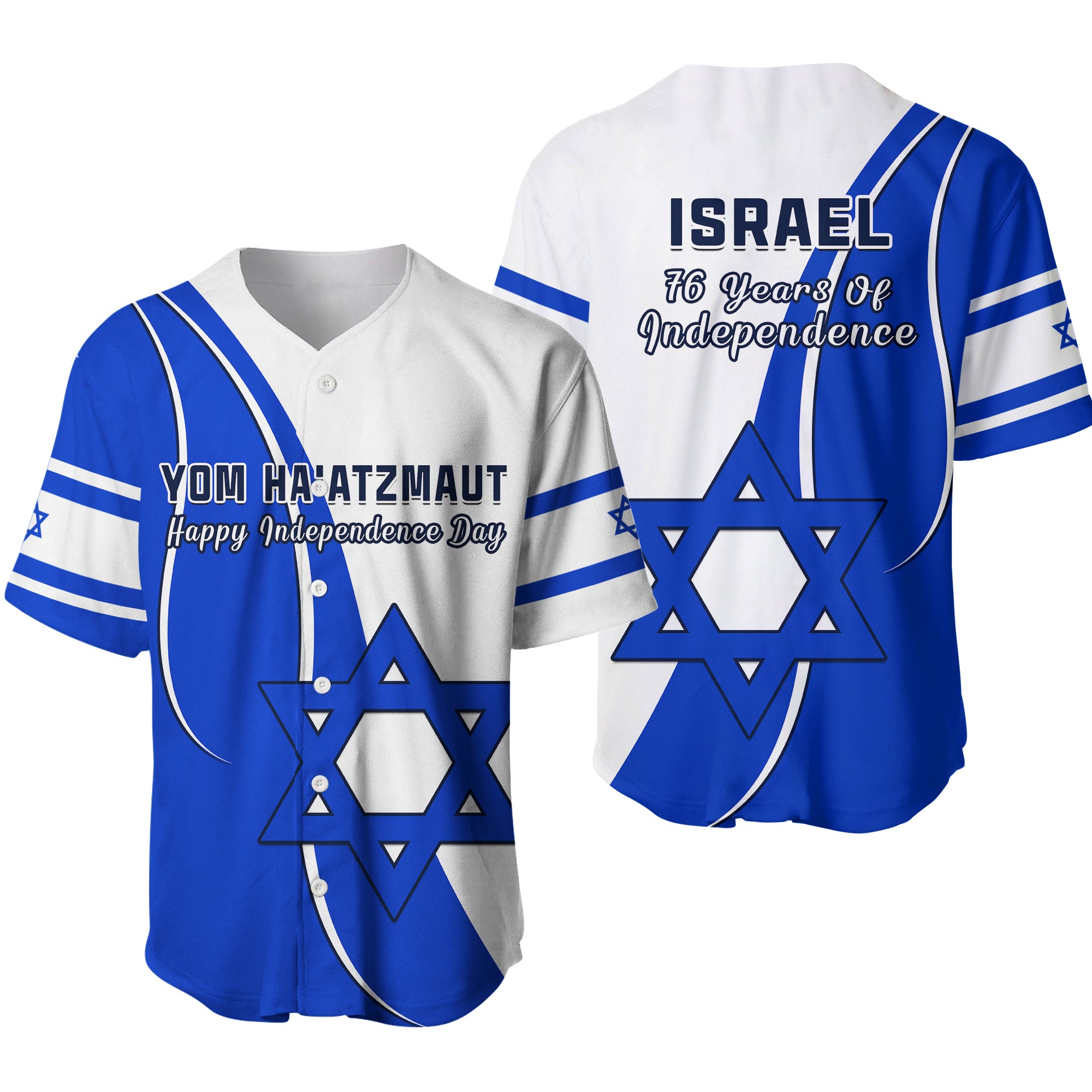 Israel Independence Day Baseball Jersey Yom Haatzmaut Curvel Style - Wonder Print Shop
