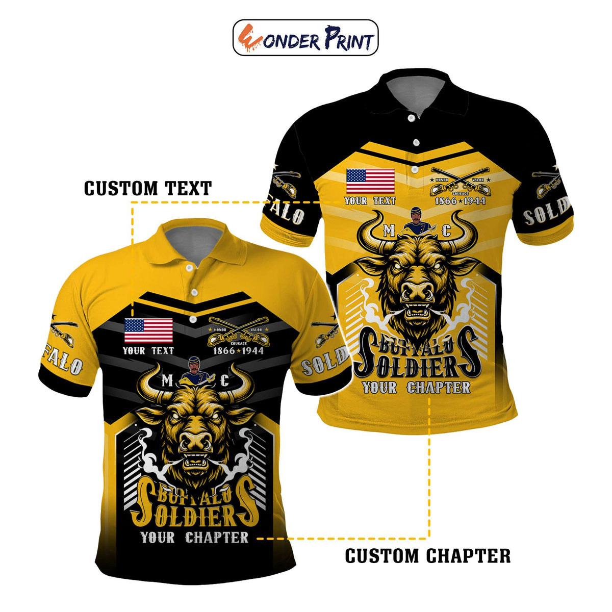 Custom BSMC Buffalo Soldiers Polo Shirt Motorcycle Club Unique Style | Wonder Print Shop