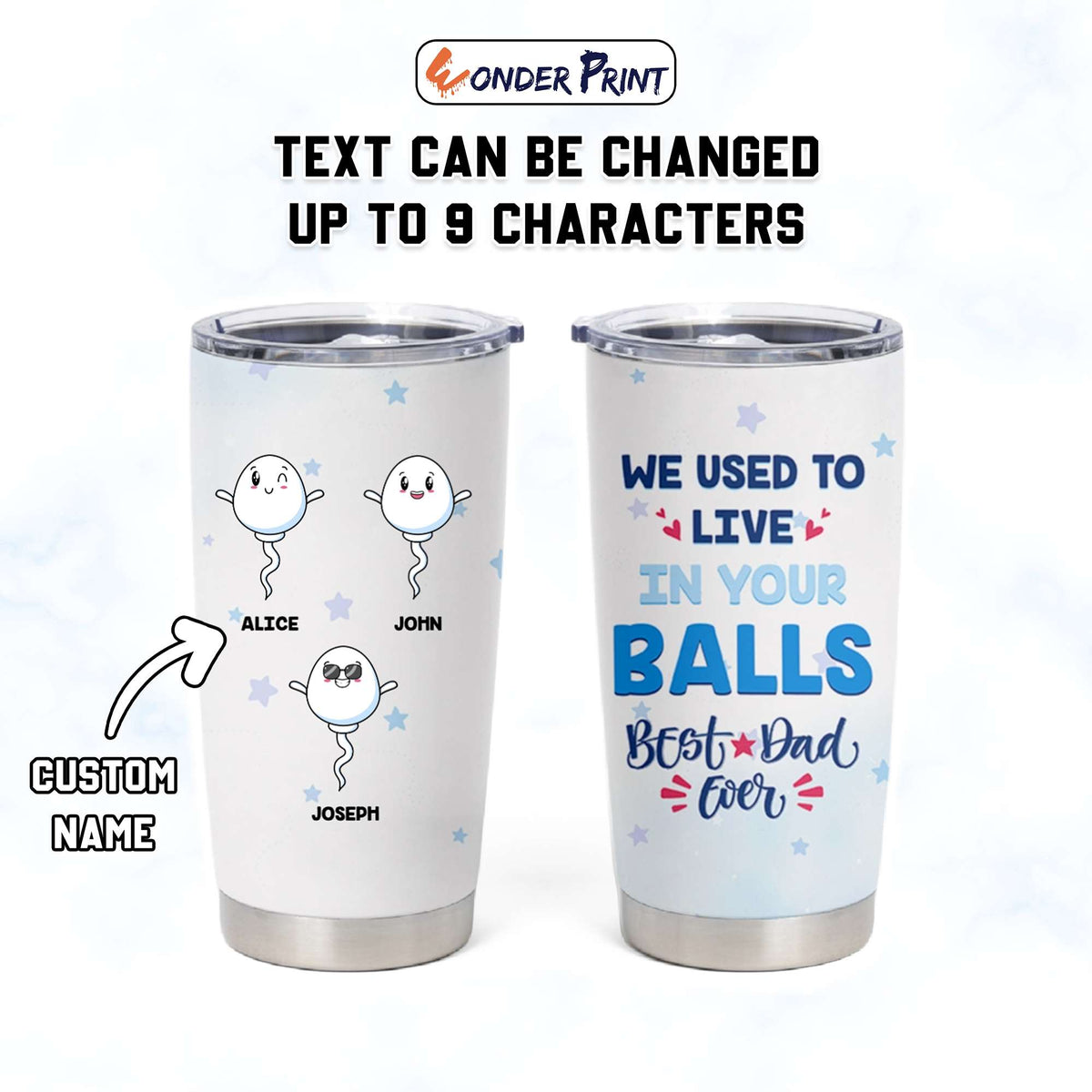 Custom Father's Day Tumbler Cup We Used To Live In Your Balls | Wonder Print Shop