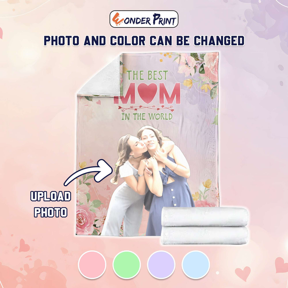 Custom Photo Mother's Day Blanket The Best Mom In The World | Wonder Print Shop