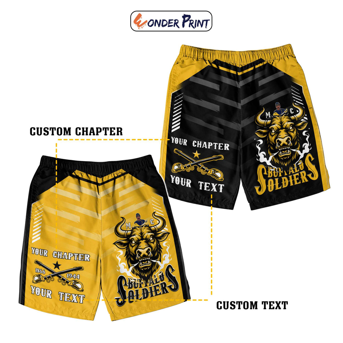 Custom BSMC Buffalo Soldiers Men Short Motorcycle Club Unique Style | Wonder Print Shop