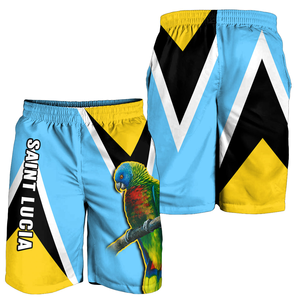 Saint Lucia Men Shorts Saint Lucian Parrot Simple Style LT14