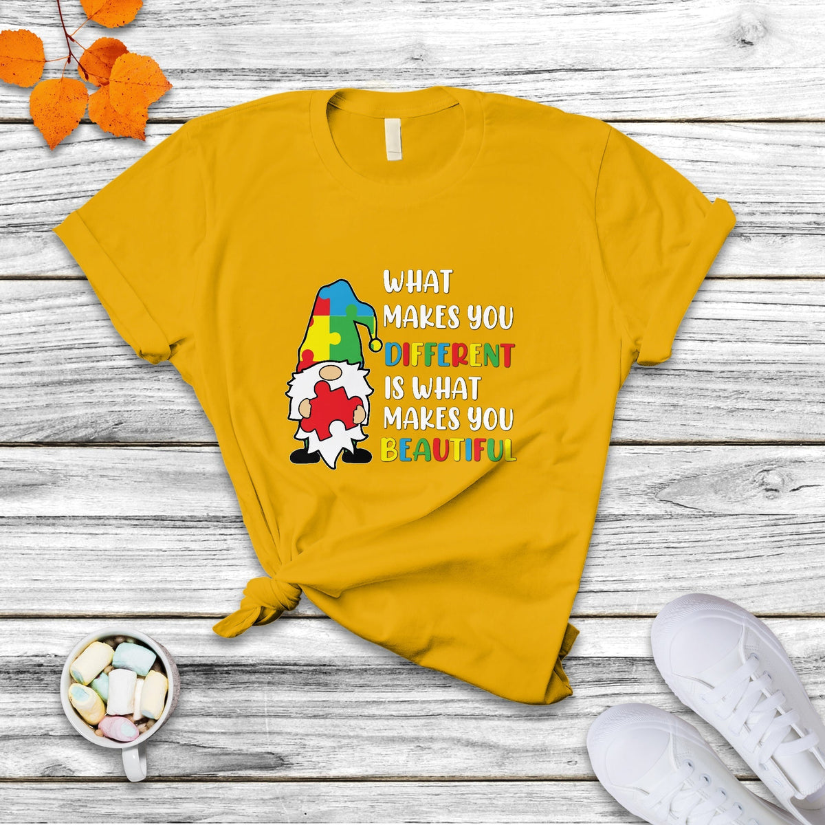 What Makes You Different Is Beautiful Gnome Autism Support T Shirt - Wonder Print Shop