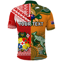 Custom Mate Maa Tonga Wallabies Rugby Polo Shirt Polynesian Mix Aboriginal - Wonder Print Shop