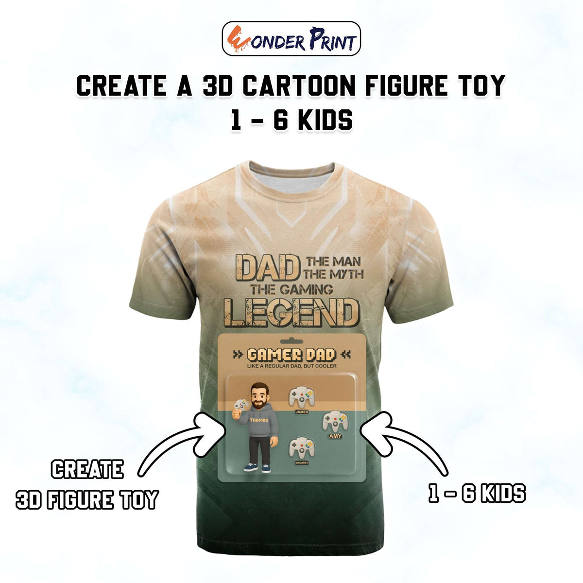 Custom Gamer Father's Day T Shirt Dad The Man The Myth The Gaming Legend | Wonder Print Shop