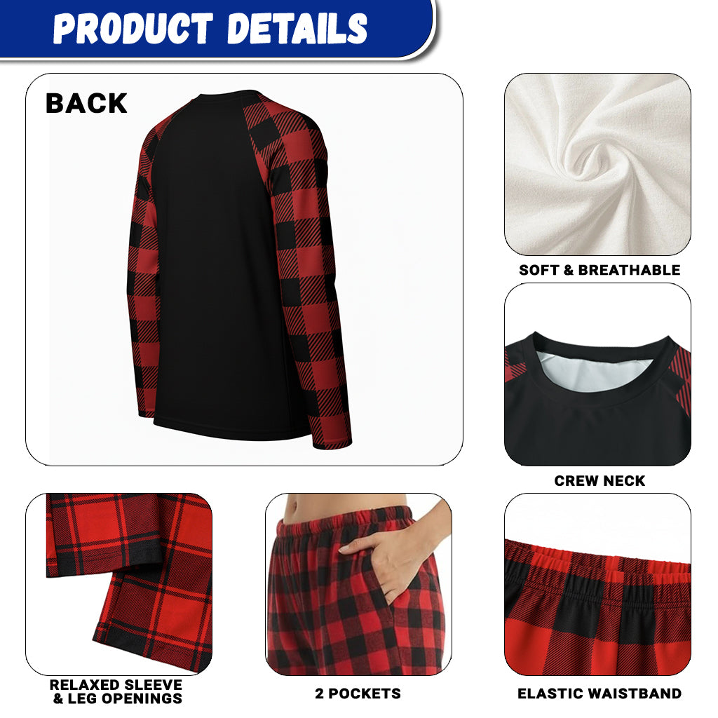 Route US 66 American Flag Americana Road Trip Plaid Pajama Set