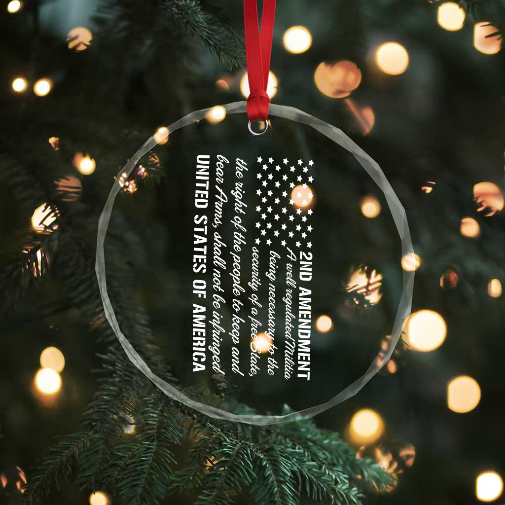 2nd Amendment American Flag Crystal Glass Ornament Patriotic Right to Bear Arms USA Patriot - Wonder Print Shop