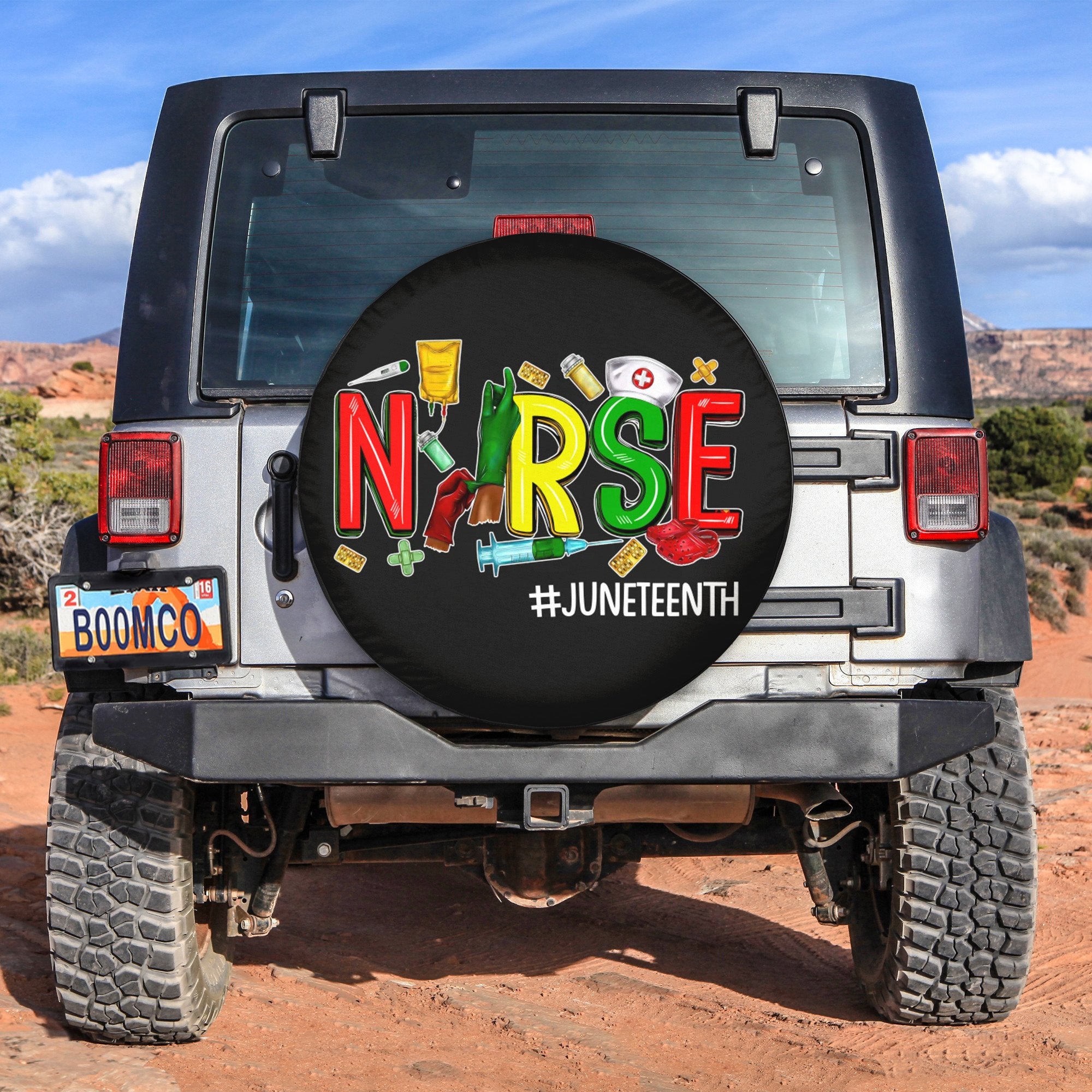 African Tire Covers - Juneteenth Spare Tire Cover Nurse #Juneteenth NO.3 LT8 - Wonder Print Shop