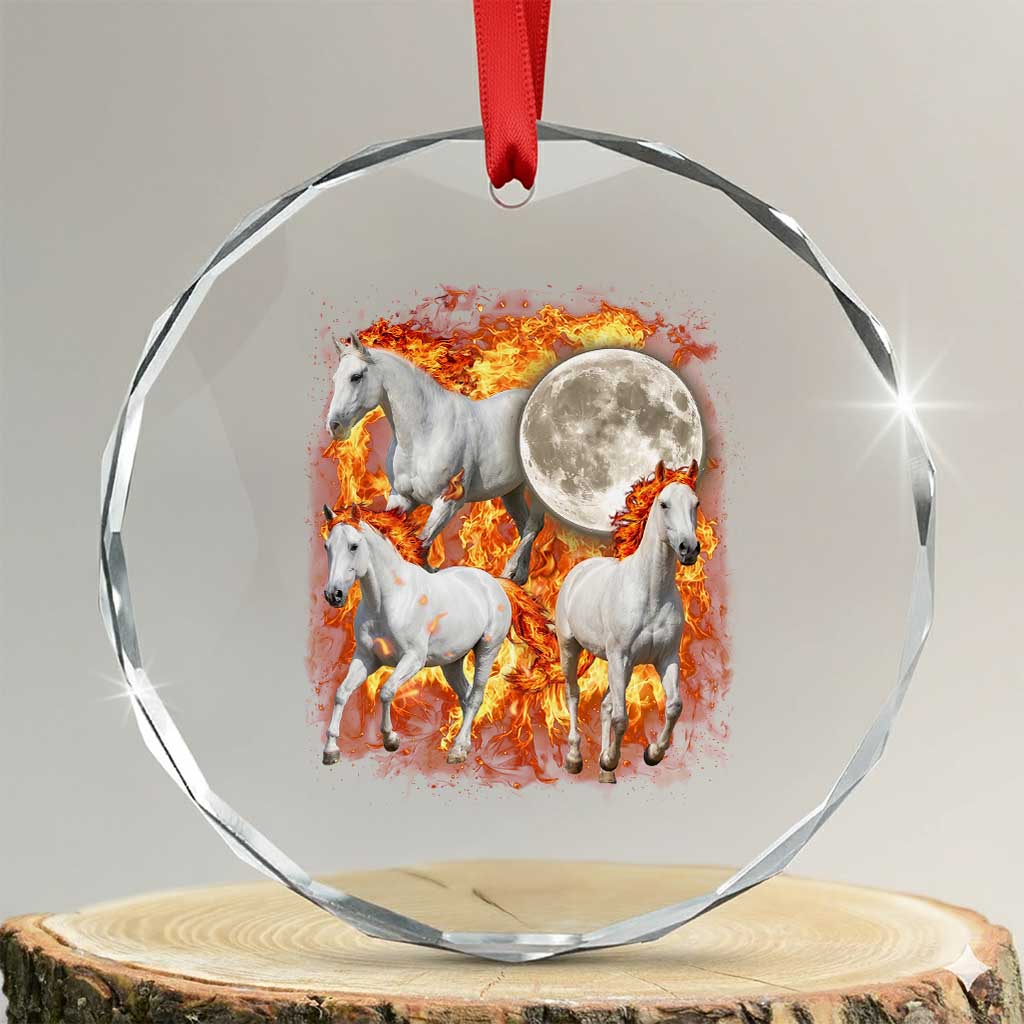 3 Fire Horses Moon Equestrian Crystal Glass Ornament Year Of The Fire Horse Joke