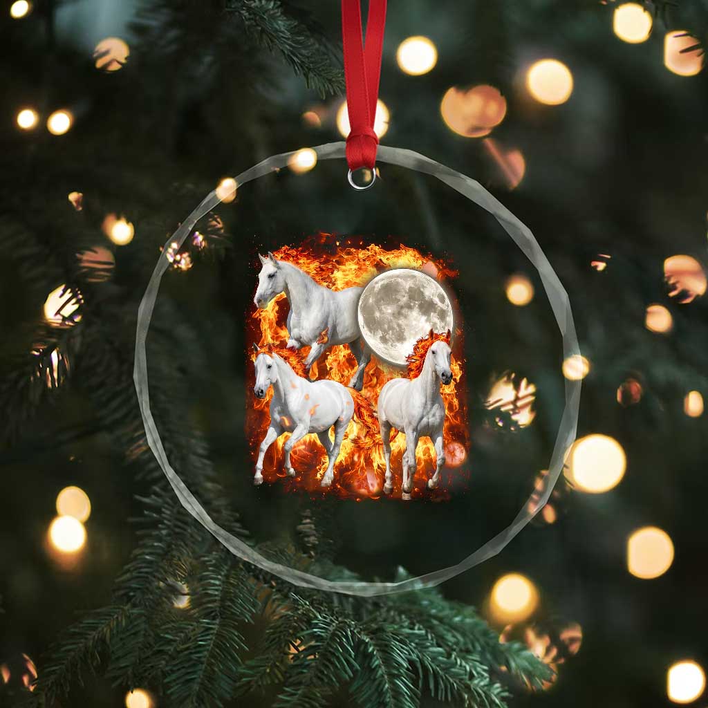 3 Fire Horses Moon Equestrian Crystal Glass Ornament Year Of The Fire Horse Joke