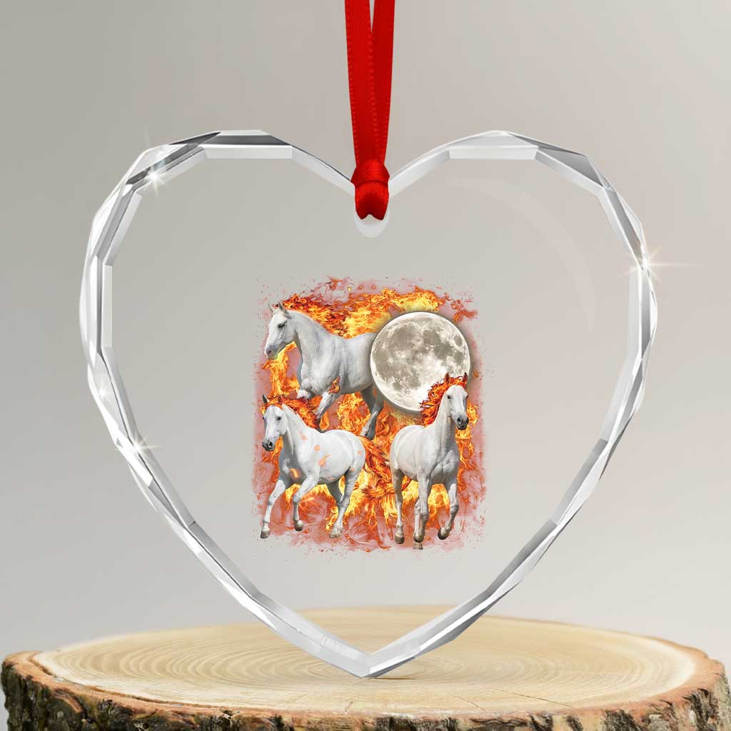 3 Fire Horses Moon Equestrian Heart Crystal Glass Ornament Year Of The Fire Horse Joke