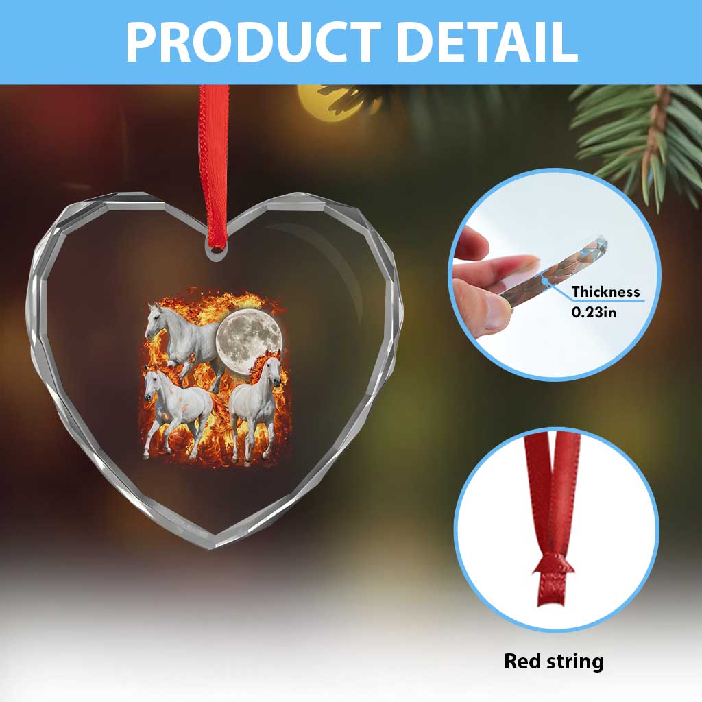 3 Fire Horses Moon Equestrian Heart Crystal Glass Ornament Year Of The Fire Horse Joke