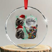 3 Raccoons Howling At Moon Christmas Crystal Glass Ornament Funny Weird Cursed Meme - Wonder Print Shop
