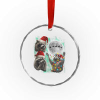 3 Raccoons Howling At Moon Christmas Crystal Glass Ornament Funny Weird Cursed Meme - Wonder Print Shop