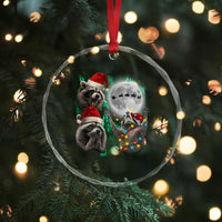 3 Raccoons Howling At Moon Christmas Crystal Glass Ornament Funny Weird Cursed Meme - Wonder Print Shop