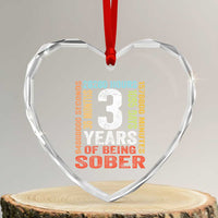 3 Years Of Being Sober Heart Crystal Glass Ornament 3 Years Sobriety Anniversary Addiction Recovery